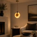Lámpara Colgante Decorativa Con Luz Led 5W Acabado Brass/ Alabastro Metal.