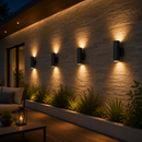 Lámpara De Pared Exterior Decorativa Iluminación Up&Down 2Xe27-75W- Par30, Acabado Blak/Die Cast Aluminium.