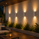 Lámpara De Pared Exterior Decorativa Iluminación Up&Down 2Xe27-75W- Par30, Acabado White/Die Cast Aluminium.