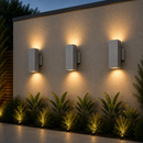 Lámpara De Pared Exterior Decorativa Iluminación Up&Down 2Xe27-75W- Par30 Acabado Gray/ Die Cast Aluminium.