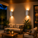 Lámpara De Pared Exterior Decorativa Iluminación Up&Down 2Xe27-75W- Par30 Acabado White/ Die Cast Aluminium.