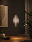Lámpara Techo Colgante Decorativa LED 10W Acabado Brass + vidrio Ahumado.