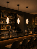 Lámpara Techo Colgante Decorativa LED 10W Acabado Brass + vidrio Claro.