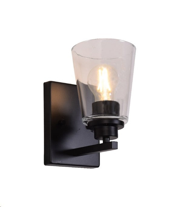 LÁMPARA DE PARED DECORATIVA 1XE27-40W (NO INCLUIDO), ACABADO BLACK/ METAL VIDRIO.