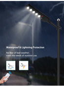 LÁMPARA DE POSTE LED CON PANEL SOLAR 180W, EMITE 9100LM , TONALIDAD 6000K 360LED