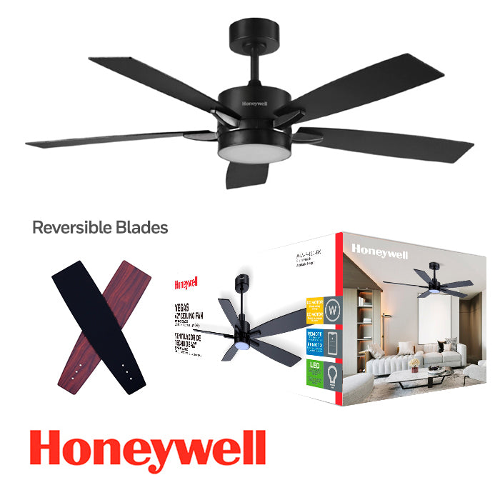ABANICO DE TECHO VEGAS 42'' DECORATIVO NEGRO CON LUZ LED 18W CONTROL REMOTO