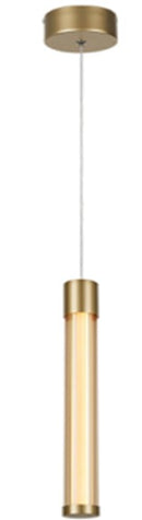 LÁMPARA DE TECHO COLGANTE DECORATIVA MODERNA LED 7W, TONALIDAD DE 3000K, 100-240V, 50-60HZ, GRADO DE PROTECCION IP20, ACABADO DORADO + VIDRIO.