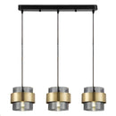 Lámpara colgante decorativa 3XE27 acababo black gold/vidrio ahumado.