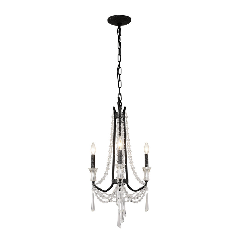 Three Light Chandelier<br /><span style="color:#4AB0CE;">Entrega: 4-10 dias en USA</span><br /><span style="color:#4AB0CE;font-size:60%;">PREGUNTE POR ENTREGA EN PANAMA</span><br />Collection: Barcelona<br />Finish: Onyx