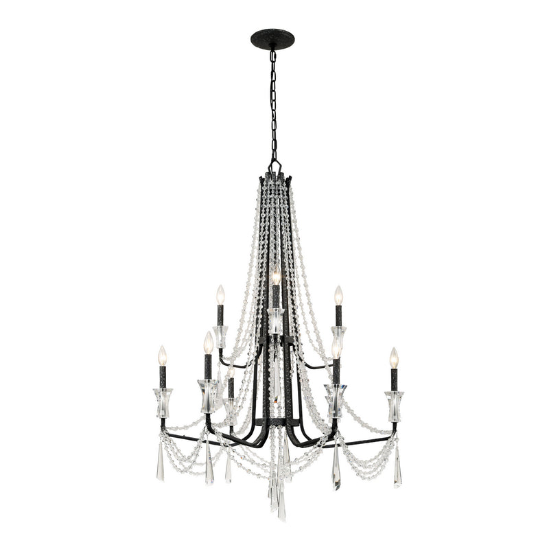 Nine Light Chandelier<br /><span style="color:#4AB0CE;">Entrega: 4-10 dias en USA</span><br /><span style="color:#4AB0CE;font-size:60%;">PREGUNTE POR ENTREGA EN PANAMA</span><br />Collection: Barcelona<br />Finish: Onyx