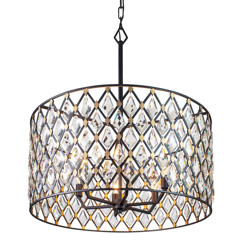 Six Light Pendant<br /><span style="color:#4AB0CE;">Entrega: 4-10 dias en USA</span><br /><span style="color:#4AB0CE;font-size:60%;">PREGUNTE POR ENTREGA EN PANAMA</span><br />Collection: Windsor<br />Finish: Carbon/Havana Gold