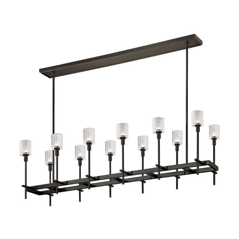 Alora - LP314366UBRC - 12 Light Island Pendant - Salita - Ribbed Crystal/Urban Bronze