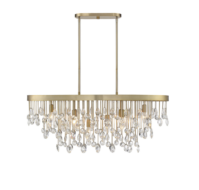 Eight Light Linear Chandelier<br /><span style="color:#4AB0CE;">Entrega: 4-10 dias en USA</span><br /><span style="color:#4AB0CE;font-size:60%;">PREGUNTE POR ENTREGA EN PANAMA</span><br />Collection: Livorno<br />Finish: Noble Brass