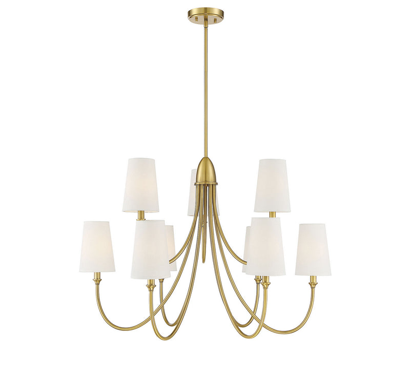 Nine Light Chandelier<br /><span style="color:#4AB0CE;">Entrega: 4-10 dias en USA</span><br /><span style="color:#4AB0CE;font-size:60%;">PREGUNTE POR ENTREGA EN PANAMA</span><br />Collection: Cameron<br />Finish: Warm Brass