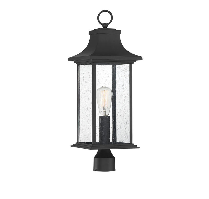 One Light Post Lantern<br /><span style="color:#4AB0CE;">Entrega: 4-10 dias en USA</span><br /><span style="color:#4AB0CE;font-size:60%;">PREGUNTE POR ENTREGA EN PANAMA</span><br />Collection: Hancock<br />Finish: Matte Black