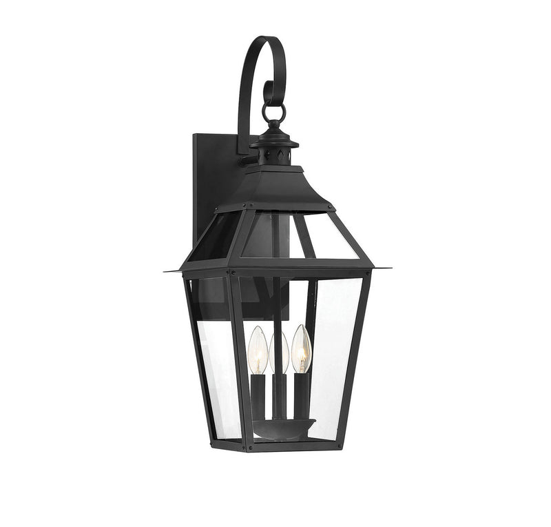 Three Light Outdoor Wall Sconce<br /><span style="color:#4AB0CE;">Entrega: 4-10 dias en USA</span><br /><span style="color:#4AB0CE;font-size:60%;">PREGUNTE POR ENTREGA EN PANAMA</span><br />Collection: Jackson<br />Finish: Black with Gold Highlights