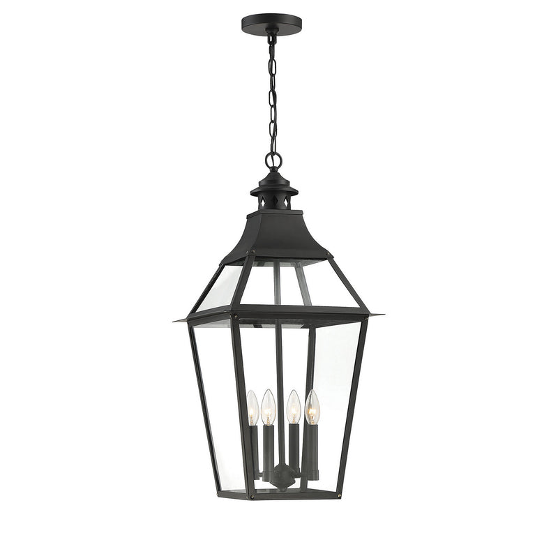 Four Light Outdoor Pendant<br /><span style="color:#4AB0CE;">Entrega: 4-10 dias en USA</span><br /><span style="color:#4AB0CE;font-size:60%;">PREGUNTE POR ENTREGA EN PANAMA</span><br />Collection: Jackson<br />Finish: Black with Gold Highlights