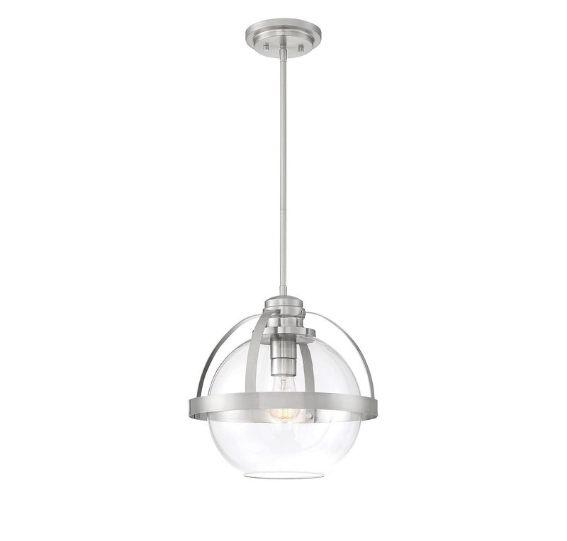 One Light Pendant<br /><span style="color:#4AB0CE;">Entrega: 4-10 dias en USA</span><br /><span style="color:#4AB0CE;font-size:60%;">PREGUNTE POR ENTREGA EN PANAMA</span><br />Collection: Pendleton<br />Finish: Satin Nickel