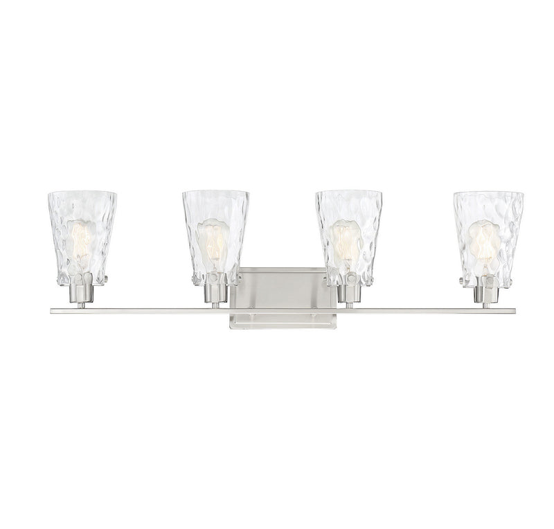 Four Light Bath Bar<br /><span style="color:#4AB0CE;">Entrega: 4-10 dias en USA</span><br /><span style="color:#4AB0CE;font-size:60%;">PREGUNTE POR ENTREGA EN PANAMA</span><br />Collection: Vaughan<br />Finish: Satin Nickel