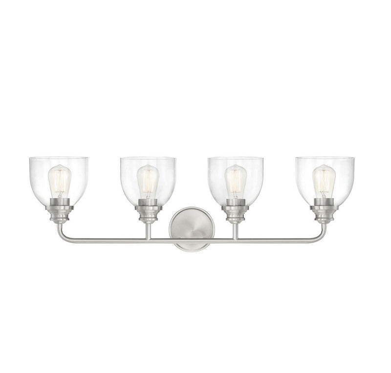 Four Light Bath Bar<br /><span style="color:#4AB0CE;">Entrega: 4-10 dias en USA</span><br /><span style="color:#4AB0CE;font-size:60%;">PREGUNTE POR ENTREGA EN PANAMA</span><br />Collection: Vale<br />Finish: Satin Nickel