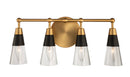 Kalco - 513134BNB - Four Light Bath - Ponti - Matte Black w New Brass