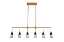 Six Light Island Pendant<br /><span style="color:#4AB0CE;">Entrega: 4-10 dias en USA</span><br /><span style="color:#4AB0CE;font-size:60%;">PREGUNTE POR ENTREGA EN PANAMA</span><br />Collection: Ponti<br />Finish: Matte Black w New Brass