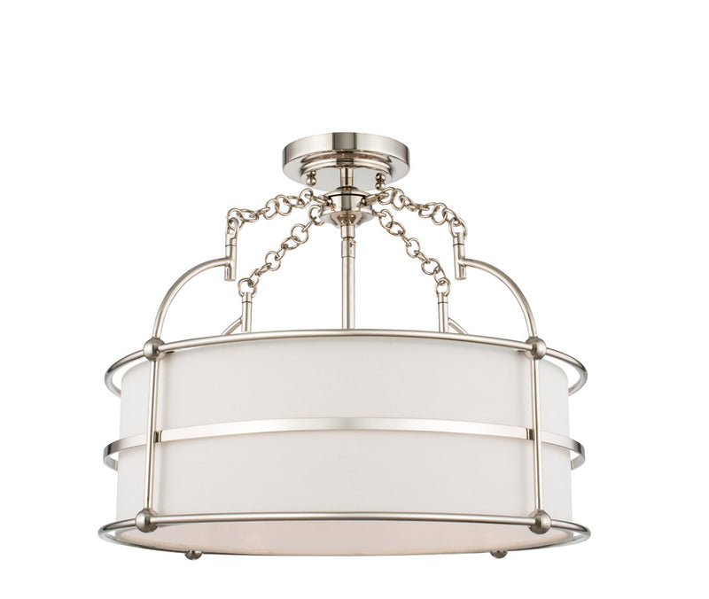 Five Light Convertible Pendant / Semi Flush<br /><span style="color:#4AB0CE;">Entrega: 4-10 dias en USA</span><br /><span style="color:#4AB0CE;font-size:60%;">PREGUNTE POR ENTREGA EN PANAMA</span><br />Collection: Carson<br />Finish: Polished Nickel