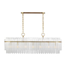 Seven Light Linear Chandelier<br /><span style="color:#4AB0CE;">Entrega: 4-10 dias en USA</span><br /><span style="color:#4AB0CE;font-size:60%;">PREGUNTE POR ENTREGA EN PANAMA</span><br />Collection: Beckett<br />Finish: Burnished Brass