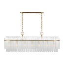 Seven Light Linear Chandelier<br /><span style="color:#4AB0CE;">Entrega: 4-10 dias en USA</span><br /><span style="color:#4AB0CE;font-size:60%;">PREGUNTE POR ENTREGA EN PANAMA</span><br />Collection: Beckett<br />Finish: Burnished Brass