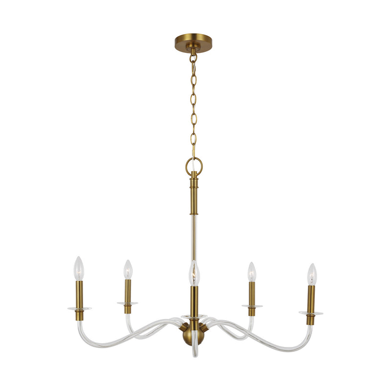 Five Light Chandelier<br /><span style="color:#4AB0CE;">Entrega: 4-10 dias en USA</span><br /><span style="color:#4AB0CE;font-size:60%;">PREGUNTE POR ENTREGA EN PANAMA</span><br />Collection: Hanover<br />Finish: Burnished Brass