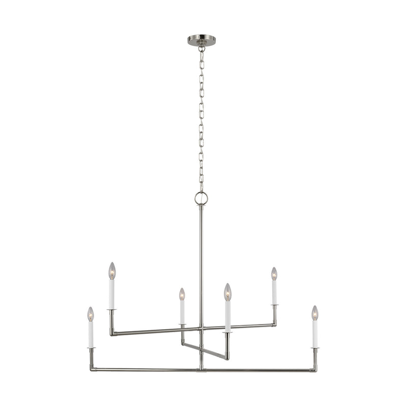 Six Light Chandelier<br /><span style="color:#4AB0CE;">Entrega: 4-10 dias en USA</span><br /><span style="color:#4AB0CE;font-size:60%;">PREGUNTE POR ENTREGA EN PANAMA</span><br />Collection: Bayview<br />Finish: Polished Nickel