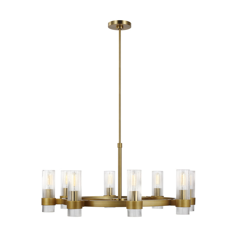 Eight Light Chandelier<br /><span style="color:#4AB0CE;">Entrega: 4-10 dias en USA</span><br /><span style="color:#4AB0CE;font-size:60%;">PREGUNTE POR ENTREGA EN PANAMA</span><br />Collection: Geneva<br />Finish: Burnished Brass