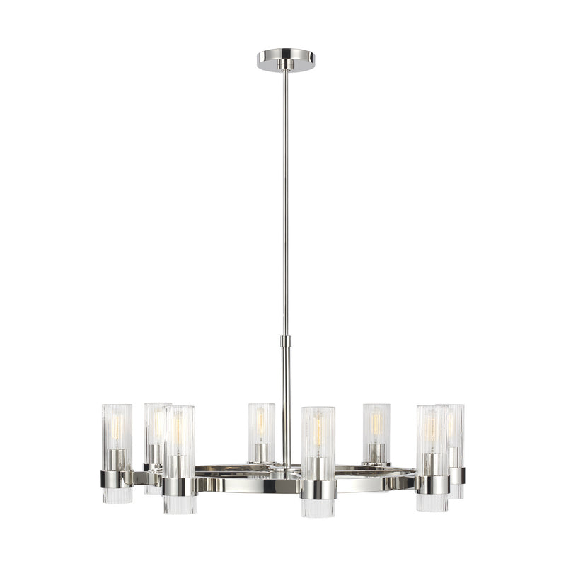 Eight Light Chandelier<br /><span style="color:#4AB0CE;">Entrega: 4-10 dias en USA</span><br /><span style="color:#4AB0CE;font-size:60%;">PREGUNTE POR ENTREGA EN PANAMA</span><br />Collection: Geneva<br />Finish: Polished Nickel