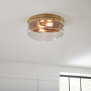 Two Light Flush Mount<br /><span style="color:#4AB0CE;">Entrega: 4-10 dias en USA</span><br /><span style="color:#4AB0CE;font-size:60%;">PREGUNTE POR ENTREGA EN PANAMA</span><br />Collection: Garrett<br />Finish: Burnished Brass