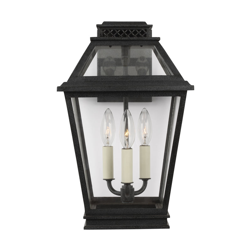 Three Light Outdoor Wall Lantern<br /><span style="color:#4AB0CE;">Entrega: 4-10 dias en USA</span><br /><span style="color:#4AB0CE;font-size:60%;">PREGUNTE POR ENTREGA EN PANAMA</span><br />Collection: Falmouth<br />Finish: Dark Weathered Zinc