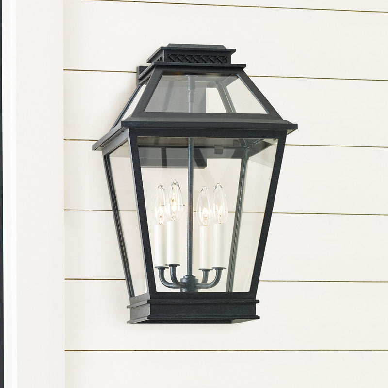 Four Light Outdoor Wall Lantern<br /><span style="color:#4AB0CE;">Entrega: 4-10 dias en USA</span><br /><span style="color:#4AB0CE;font-size:60%;">PREGUNTE POR ENTREGA EN PANAMA</span><br />Collection: Falmouth<br />Finish: Dark Weathered Zinc