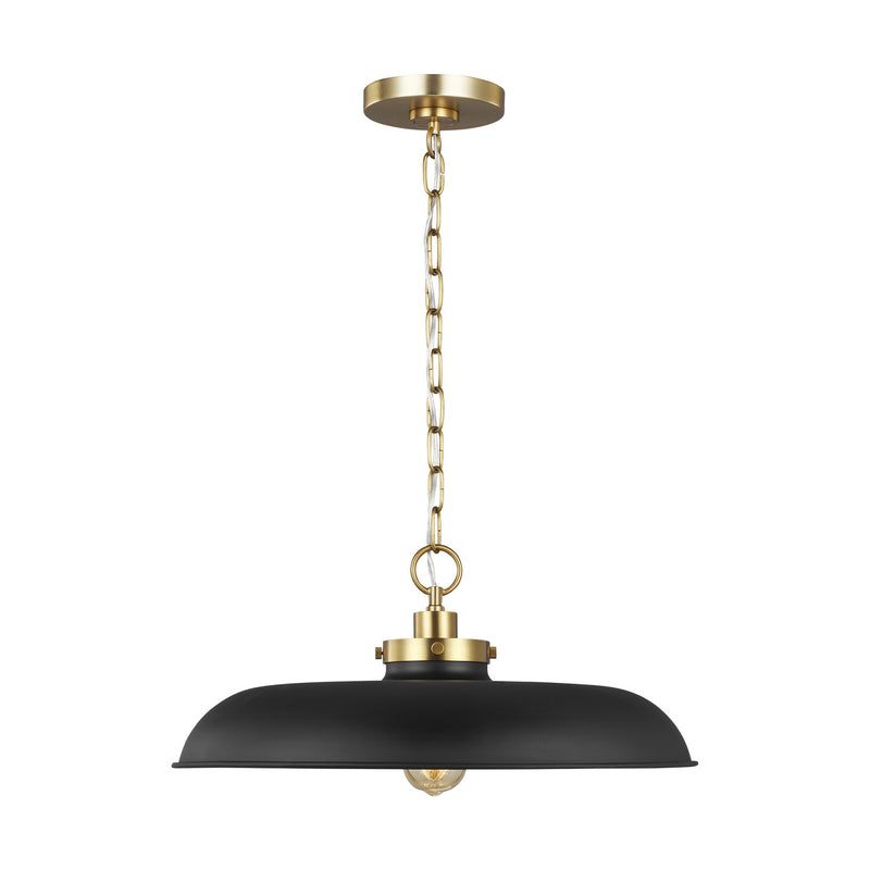 One Light Pendant<br /><span style="color:#4AB0CE;">Entrega: 4-10 dias en USA</span><br /><span style="color:#4AB0CE;font-size:60%;">PREGUNTE POR ENTREGA EN PANAMA</span><br />Collection: Wellfleet<br />Finish: Midnight Black and Burnished Brass
