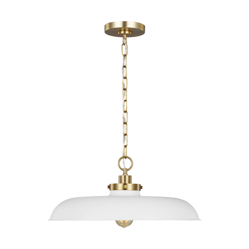 One Light Pendant<br /><span style="color:#4AB0CE;">Entrega: 4-10 dias en USA</span><br /><span style="color:#4AB0CE;font-size:60%;">PREGUNTE POR ENTREGA EN PANAMA</span><br />Collection: Wellfleet<br />Finish: Matte White and Burnished Brass