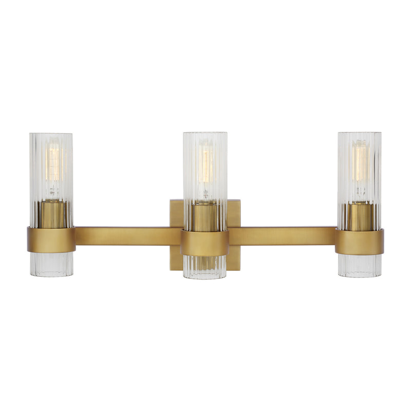 Three Light Vanity<br /><span style="color:#4AB0CE;">Entrega: 4-10 dias en USA</span><br /><span style="color:#4AB0CE;font-size:60%;">PREGUNTE POR ENTREGA EN PANAMA</span><br />Collection: Geneva<br />Finish: Burnished Brass