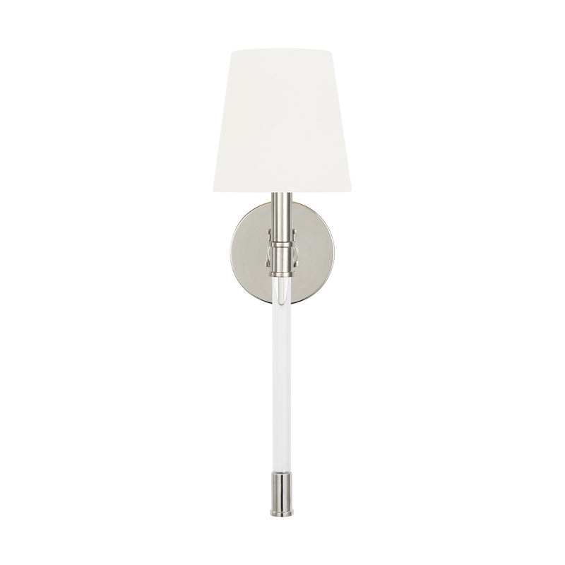 One Light Wall Sconce<br /><span style="color:#4AB0CE;">Entrega: 4-10 dias en USA</span><br /><span style="color:#4AB0CE;font-size:60%;">PREGUNTE POR ENTREGA EN PANAMA</span><br />Collection: Hanover<br />Finish: Polished Nickel