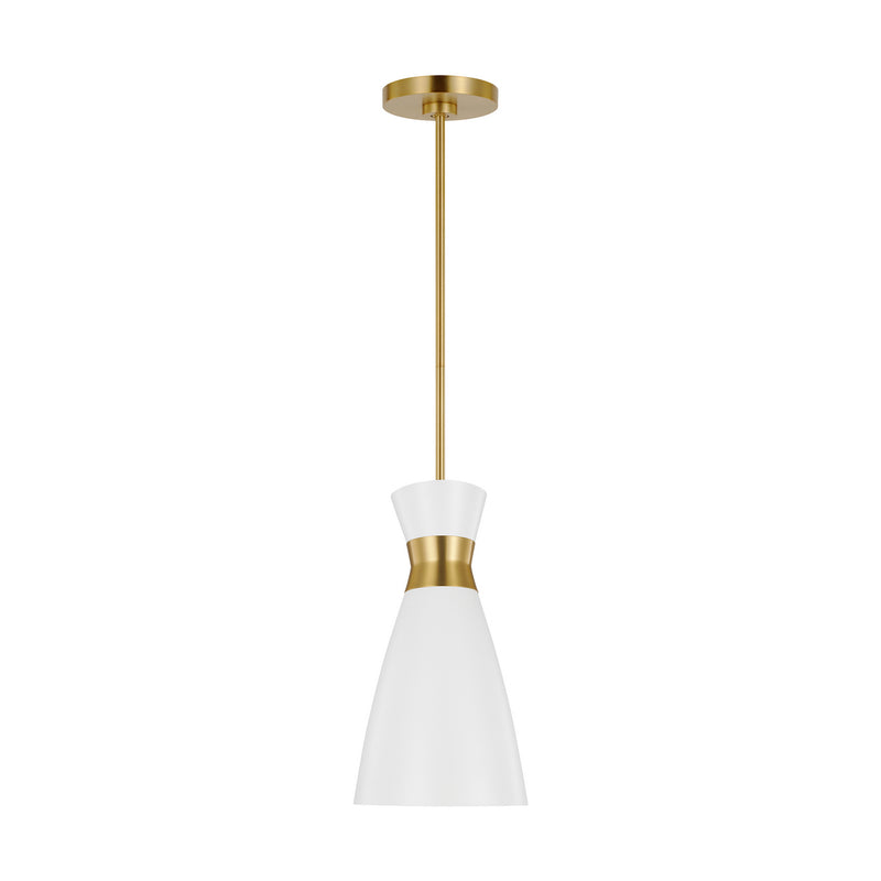 One Light Pendant<br /><span style="color:#4AB0CE;">Entrega: 4-10 dias en USA</span><br /><span style="color:#4AB0CE;font-size:60%;">PREGUNTE POR ENTREGA EN PANAMA</span><br />Collection: Heath<br />Finish: Matte White and Burnished Brass