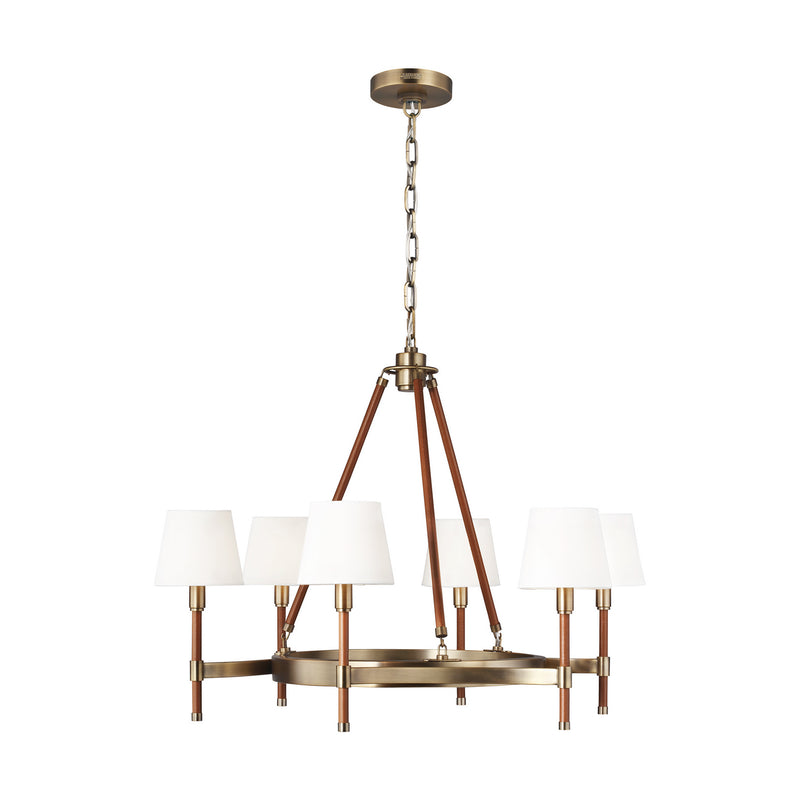 Six Light Chandelier<br /><span style="color:#4AB0CE;">Entrega: 4-10 dias en USA</span><br /><span style="color:#4AB0CE;font-size:60%;">PREGUNTE POR ENTREGA EN PANAMA</span><br />Collection: Katie<br />Finish: Time Worn Brass