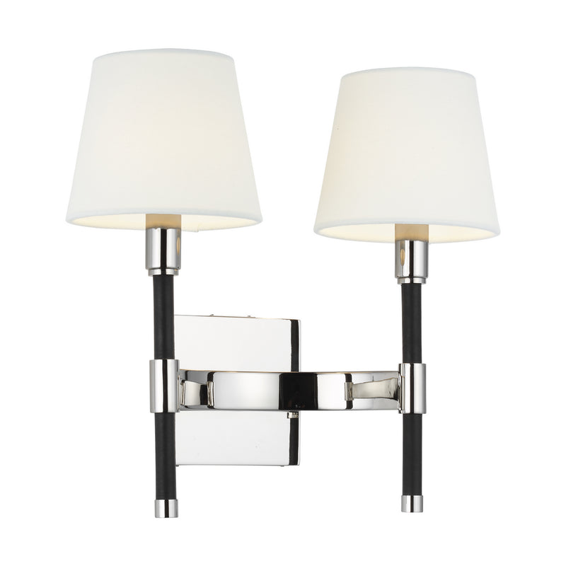 Two Light Wall Sconce<br /><span style="color:#4AB0CE;">Entrega: 4-10 dias en USA</span><br /><span style="color:#4AB0CE;font-size:60%;">PREGUNTE POR ENTREGA EN PANAMA</span><br />Collection: Katie<br />Finish: Polished Nickel