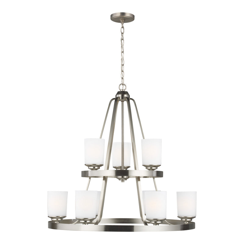 Generation Lighting - 3130709-962 - Nine Light Chandelier - Kemal - Brushed Nickel