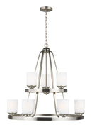 Generation Lighting - 3130709EN3-962 - Nine Light Chandelier - Kemal - Brushed Nickel