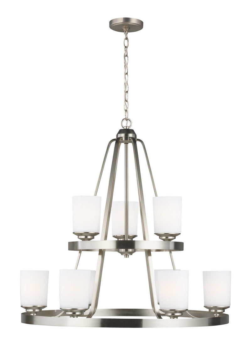 Generation Lighting - 3130709EN3-962 - Nine Light Chandelier - Kemal - Brushed Nickel