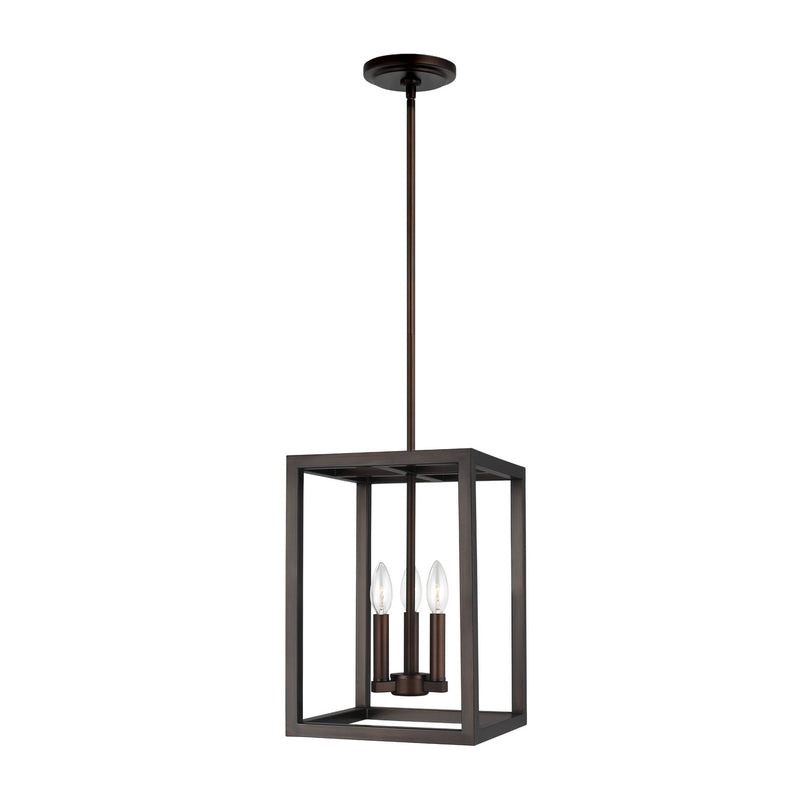 Three Light Hall / Foyer Pendant<br /><span style="color:#4AB0CE;">Entrega: 4-10 dias en USA</span><br /><span style="color:#4AB0CE;font-size:60%;">PREGUNTE POR ENTREGA EN PANAMA</span><br />Collection: Moffet Street<br />Finish: Bronze