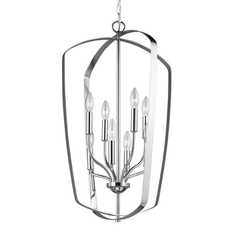 Generation Lighting. - 5134908-05 - Eight Light Hall / Foyer Pendant - Romee - Chrome