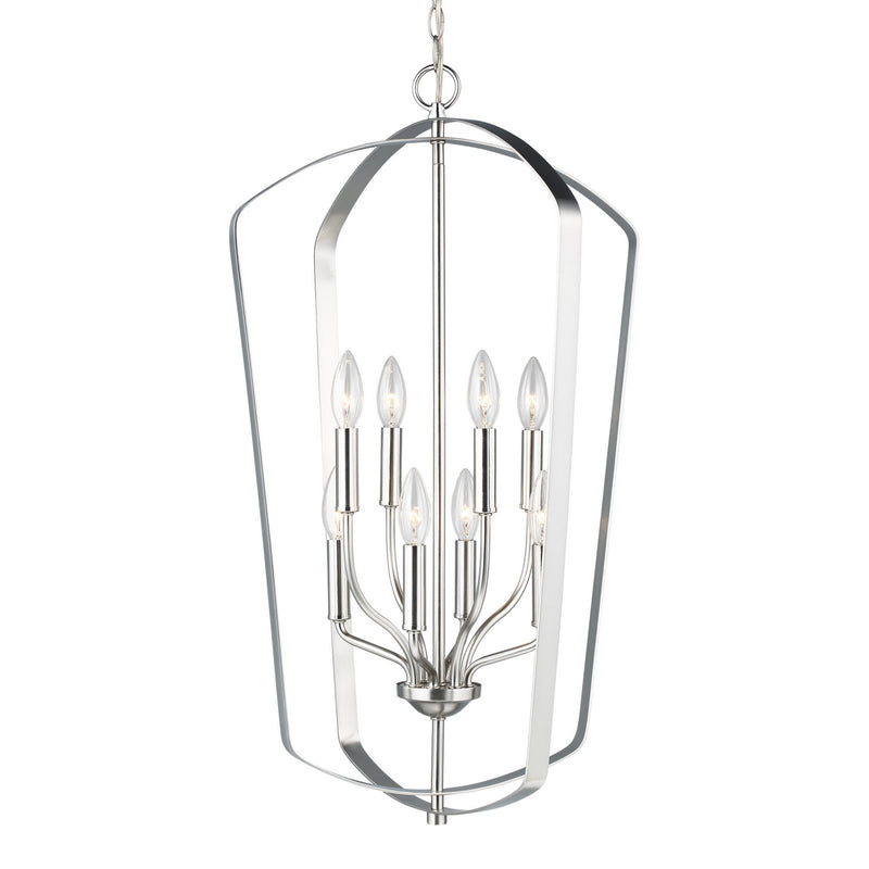 Generation Lighting - 5134908-962 - Eight Light Hall / Foyer Pendant - Romee - Brushed Nickel