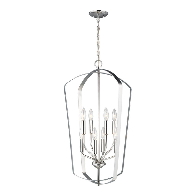 Eight Light Hall / Foyer Pendant<br /><span style="color:#4AB0CE;">Entrega: 4-10 dias en USA</span><br /><span style="color:#4AB0CE;font-size:60%;">PREGUNTE POR ENTREGA EN PANAMA</span><br />Collection: Romee<br />Finish: Brushed Nickel